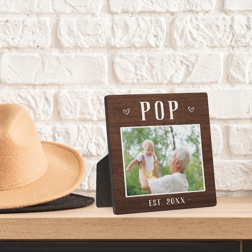 Rustic Personalized Pop Grandpa Photo Plaque