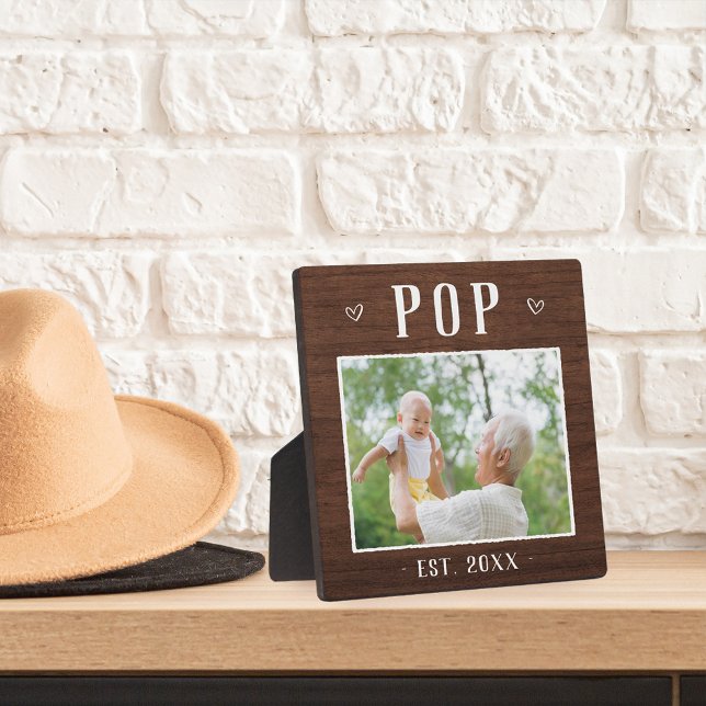 Rustic Personalized Pop Grandpa Photo Plaque (Creator Uploaded)