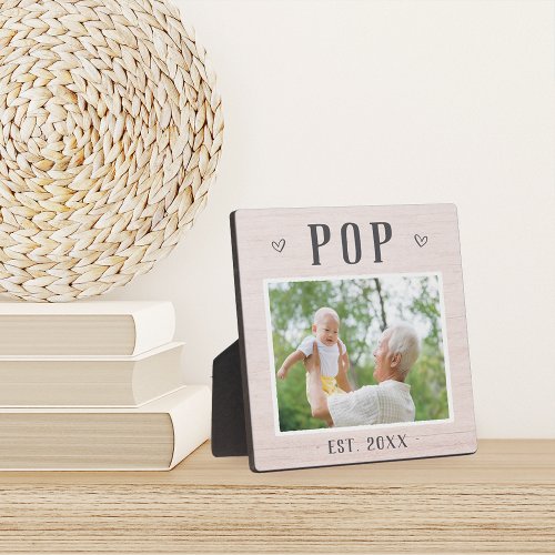 Rustic Personalized Pop Grandpa Photo Plaque