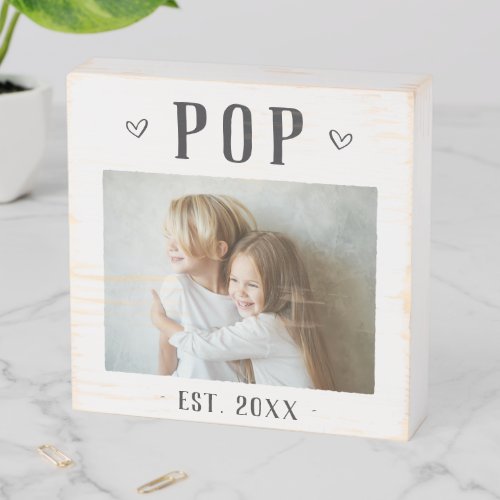 Rustic Personalized Pop Photo Wooden Box Sign