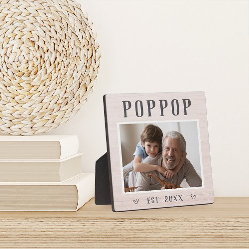 Rustic Personalized Poppop Grandpa Photo Plaque