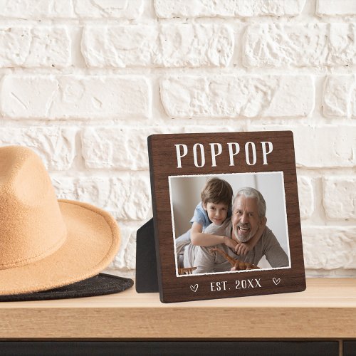 Rustic Personalized Poppop Grandpa Photo Plaque