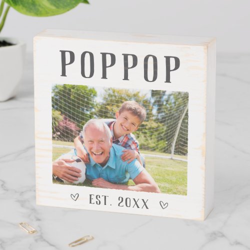 Rustic Personalized Poppop Photo Wooden Box Sign
