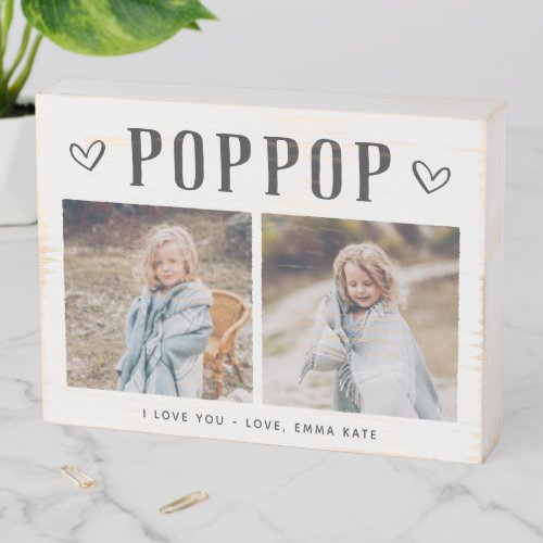 Rustic Personalized Poppop Photo Wooden Box Sign