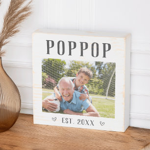 Rustic Personalized Poppop Photo Wooden Box Sign