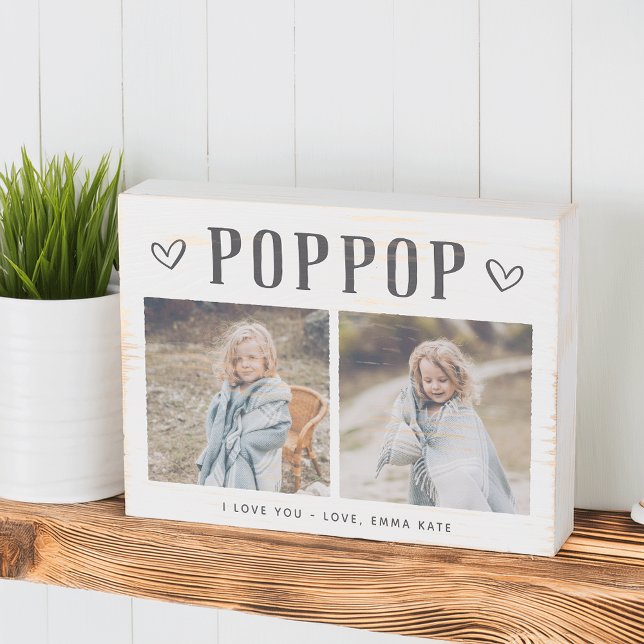 Rustic Personalized Poppop Photo Wooden Box Sign (Creator Uploaded)