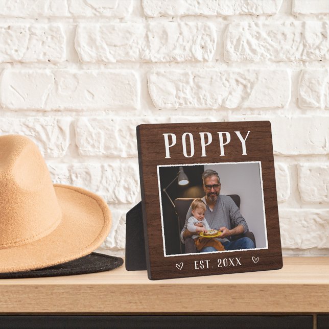 Rustic Personalized Poppy Grandpa Photo Plaque (Creator Uploaded)