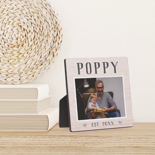 Rustic Personalized Poppy Grandpa Photo Plaque