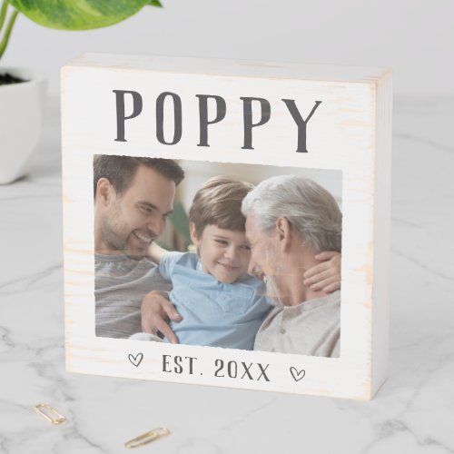 Rustic Personalized Poppy Photo Wooden Box Sign