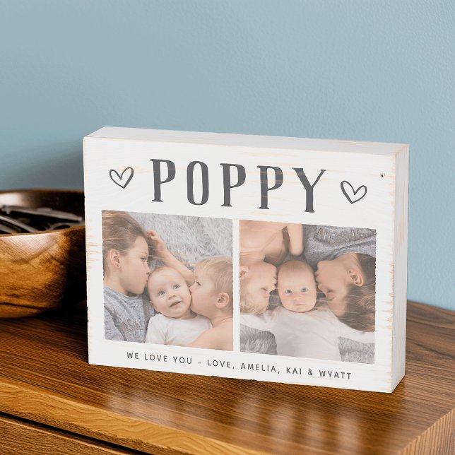 Rustic Personalized Poppy Photo Wooden Box Sign (Creator Uploaded)