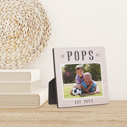 Rustic Personalized Pops Grandpa Photo Plaque