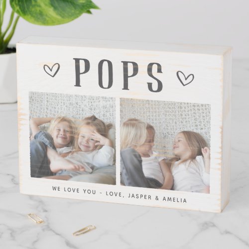 Rustic Personalized Pops Photo Wooden Box Sign