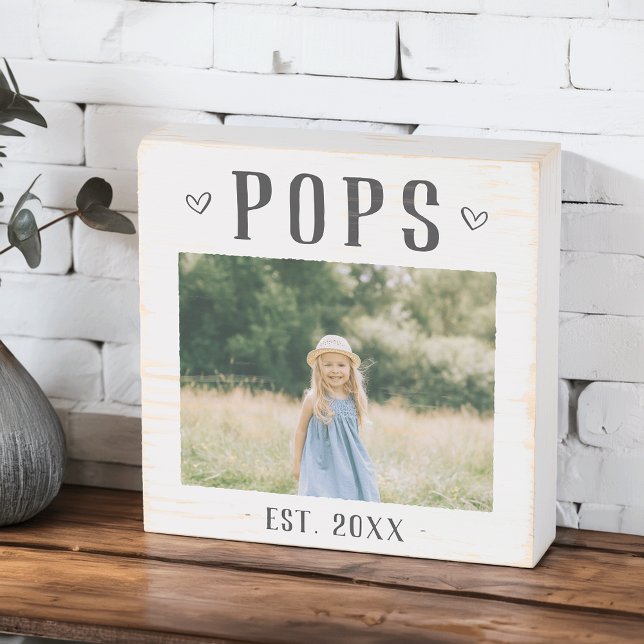 Rustic Personalized Pops Photo Wooden Box Sign (Creator Uploaded)