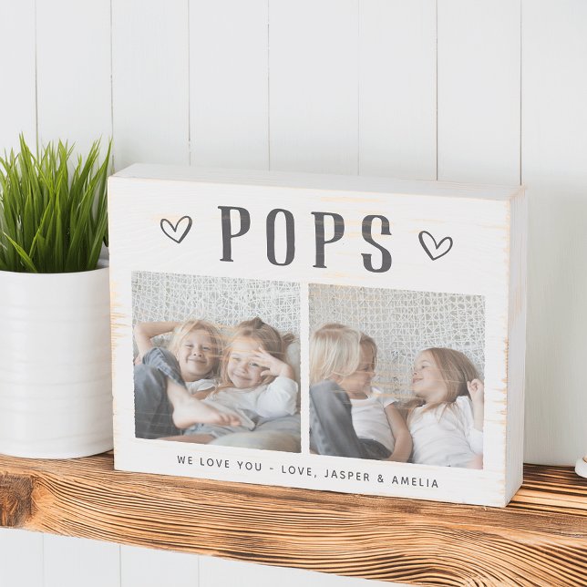 Rustic Personalized Pops Photo Wooden Box Sign (Creator Uploaded)