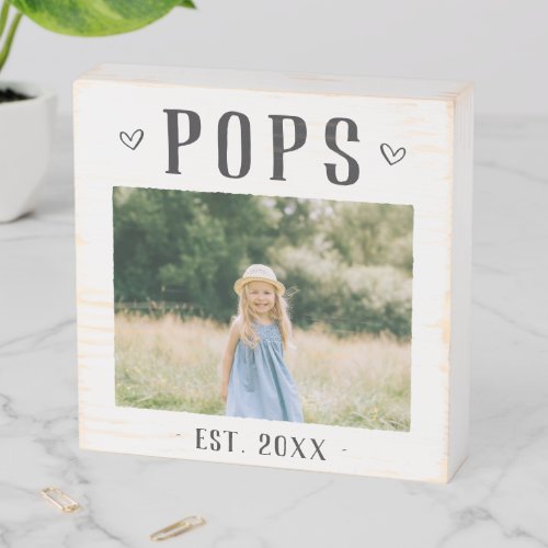 Rustic Personalized Pops Photo Wooden Box Sign