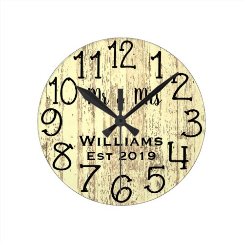 Rustic Personalized Teal Distressed Wood Custom Round Clock