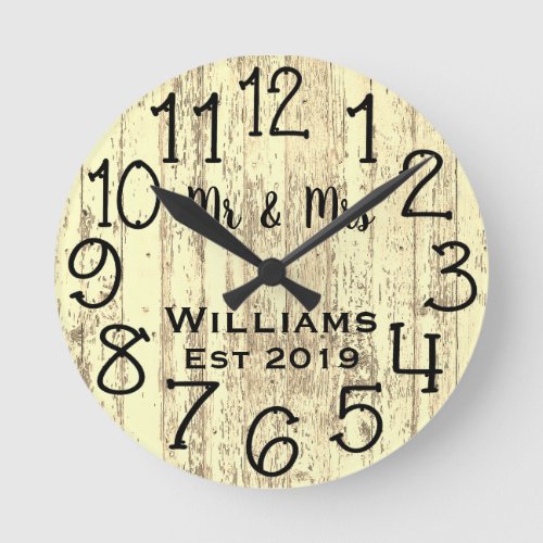 Rustic Personalized Teal Distressed Wood Custom Round Clock