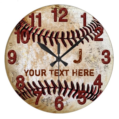 Rustic Personalized Vintage Baseball Wall Clocks