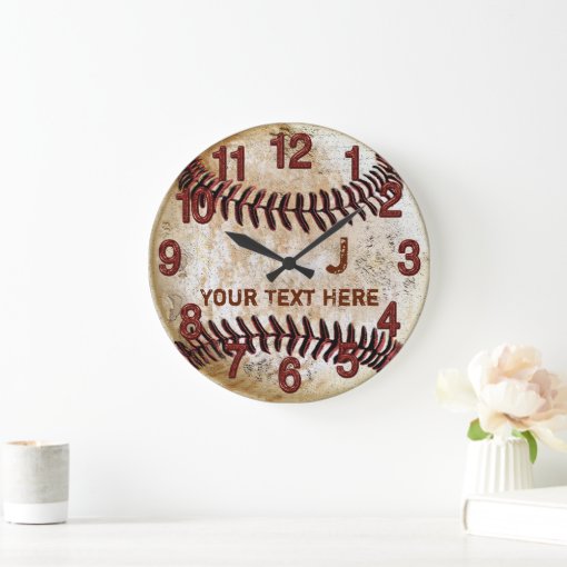Rustic Personalized Vintage Baseball Wall Clocks Zazzle