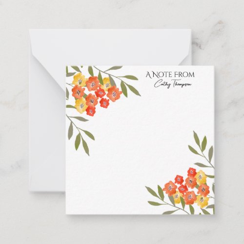 Rustic Personalized Watercolor Floral Note Card