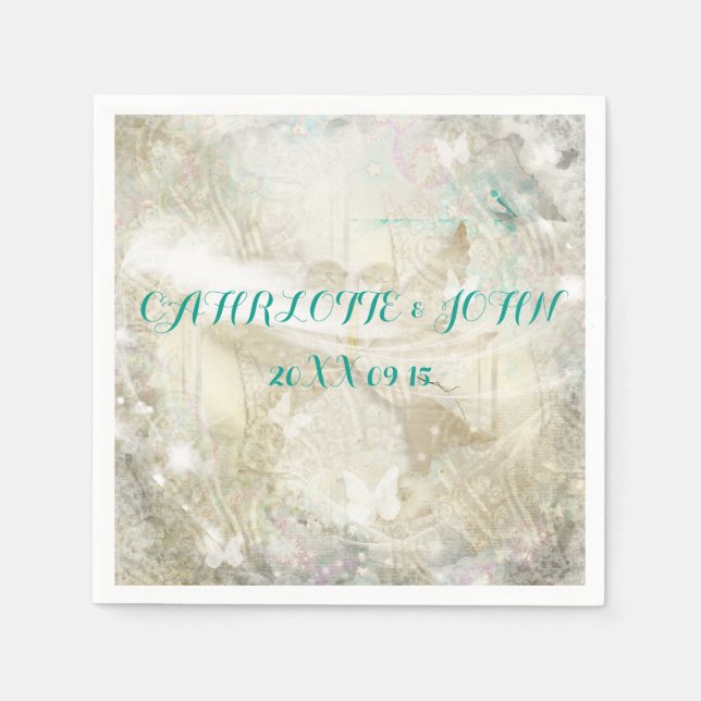 Rustic Personalized Wedding Napkins (Front)