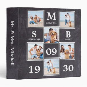 Rustic Personalized Wedding Photo Collage 3 Ring Binder