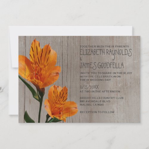 Rustic Peruvian Lily Wedding Invitations