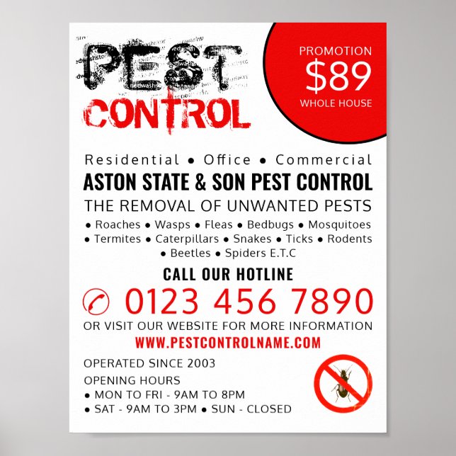 Rustic Pest Control Advertising Poster (Front)