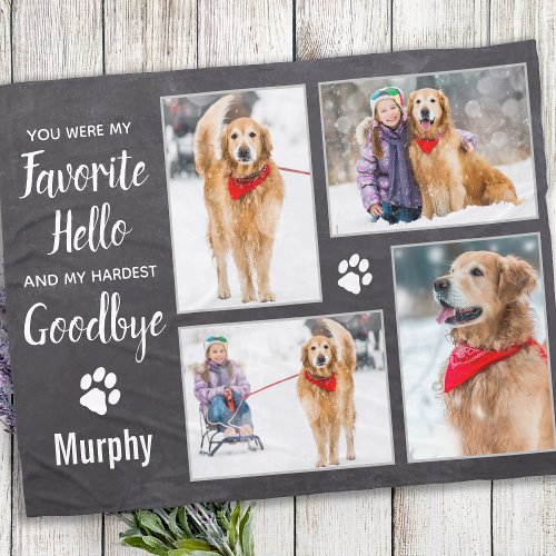 Rustic Pet Dog Memorial Keepsake Photo Collage Fleece Blanket