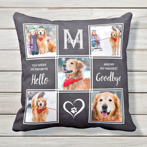 Rustic Pet Dog Memorial Keepsake Photo Collage Throw Pillow