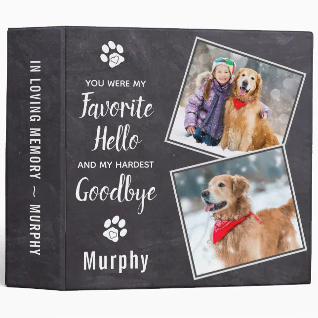 Rustic Pet Dog Memorial Photo Album 3 Ring Binder 