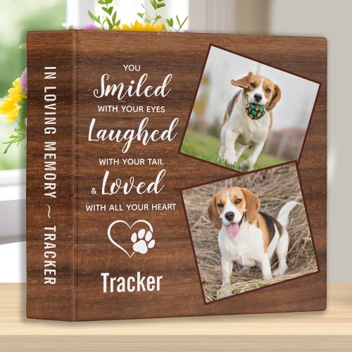 Rustic Pet Dog Memorial Photo Album 3 Ring Binder