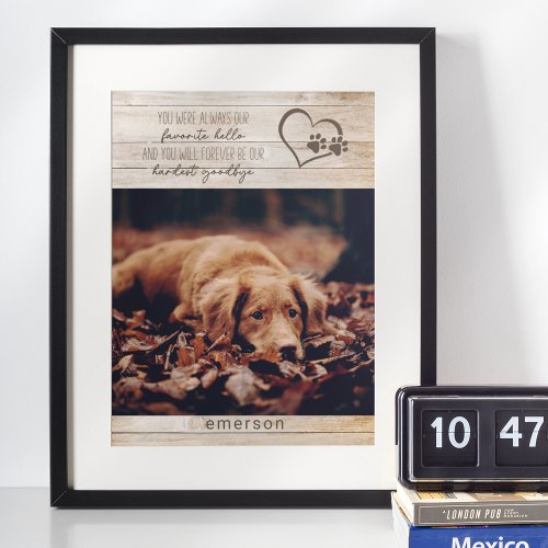 Rustic Pet Dog Memorial Photo Poster