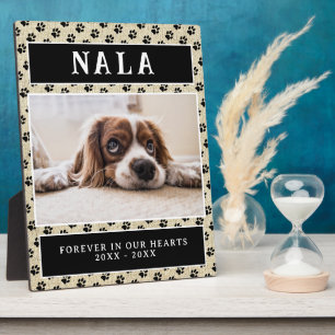 Rustic Pet Dog Photo Paw Prints Pink Memorial Plaque