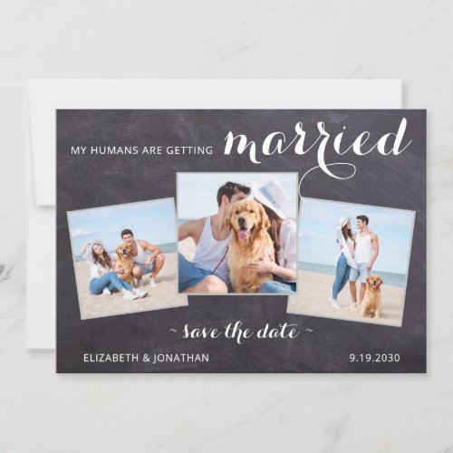 Rustic Pet Dog Wedding Personalized 3 Photo Save The Date