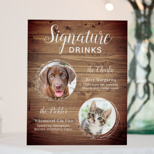 Rustic Pet Dog Wedding Signature Drinks Photo Bar Foam Board