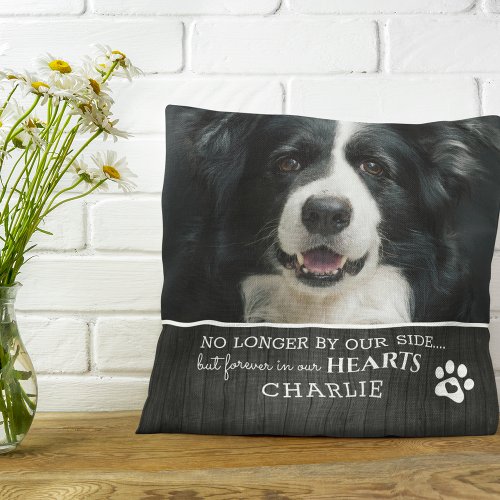 Rustic Pet Forever in Our Hearts  Photo Keepsake Throw Pillow