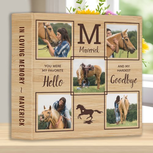 Rustic Pet Horse Personalized Memorial Photo Album 3 Ring Binder