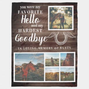 Rustic Pet Horse Personalized Memorial Photo Fleece Blanket