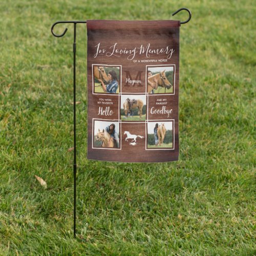 Rustic Pet Horse Personalized Memorial Photo Garden Flag