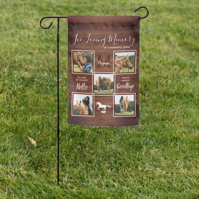 Rustic Pet Horse Personalized Memorial Photo Garden Flag (In SItu)