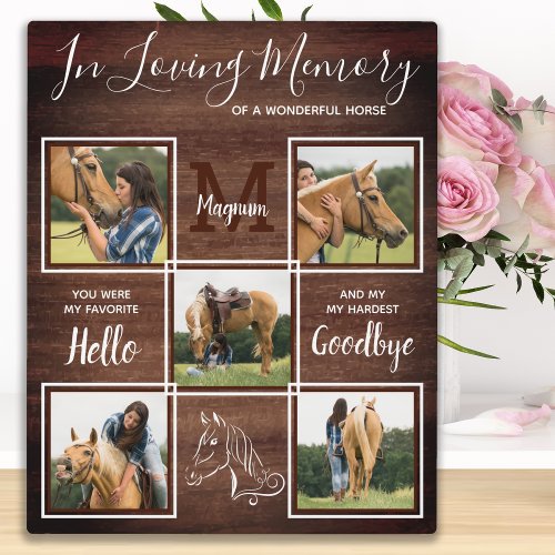 Rustic Pet Horse Personalized Memorial Photo Plaque
