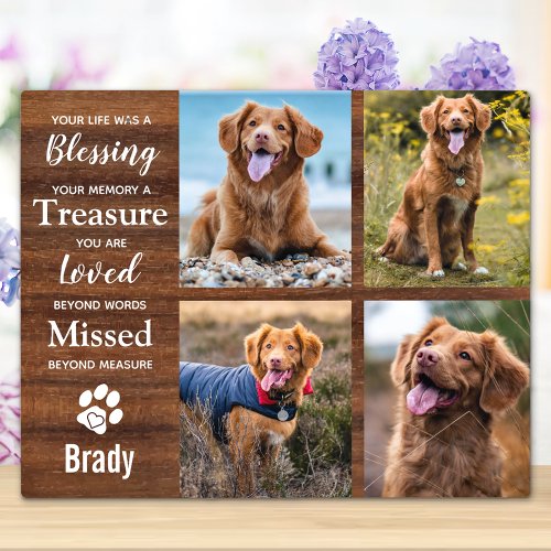 Rustic Pet Loss Keepsake Pet Memorial Photo Plaque