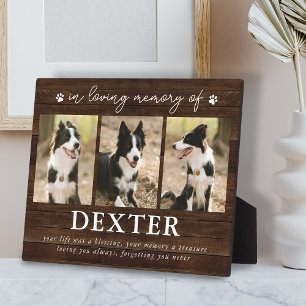 Rustic Pet Loss Memorial 3 Photo Plaque