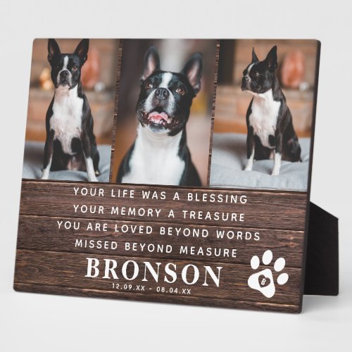 Rustic Pet Loss Memorial Quote  Photo Collage Plaque
