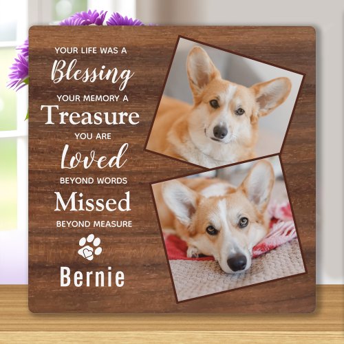 Rustic Pet Loss Personalized Photo Pet Memorial Plaque
