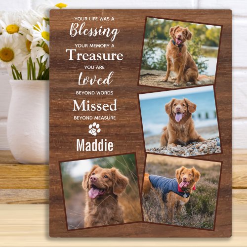 Rustic Pet Loss Photo Collage Pet Memorial Plaque