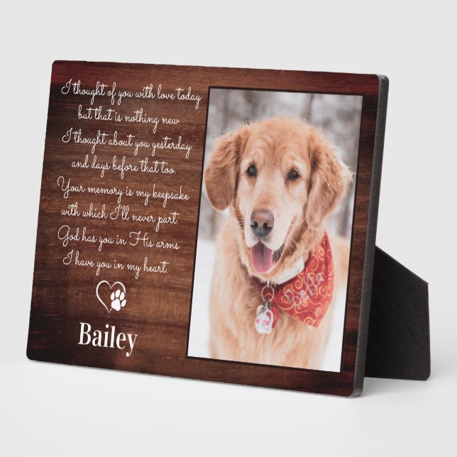 Rustic Pet Loss Sympathy Poem Dog Memorial Photo Plaque Zazzle