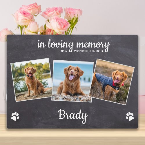 Rustic Pet Memorial 3 Photo In Loving Memory Plaque