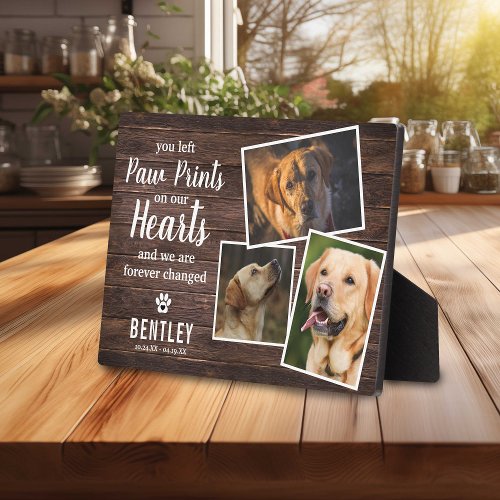 Rustic Pet Memorial 3 x Photo Collage Keepsake Plaque